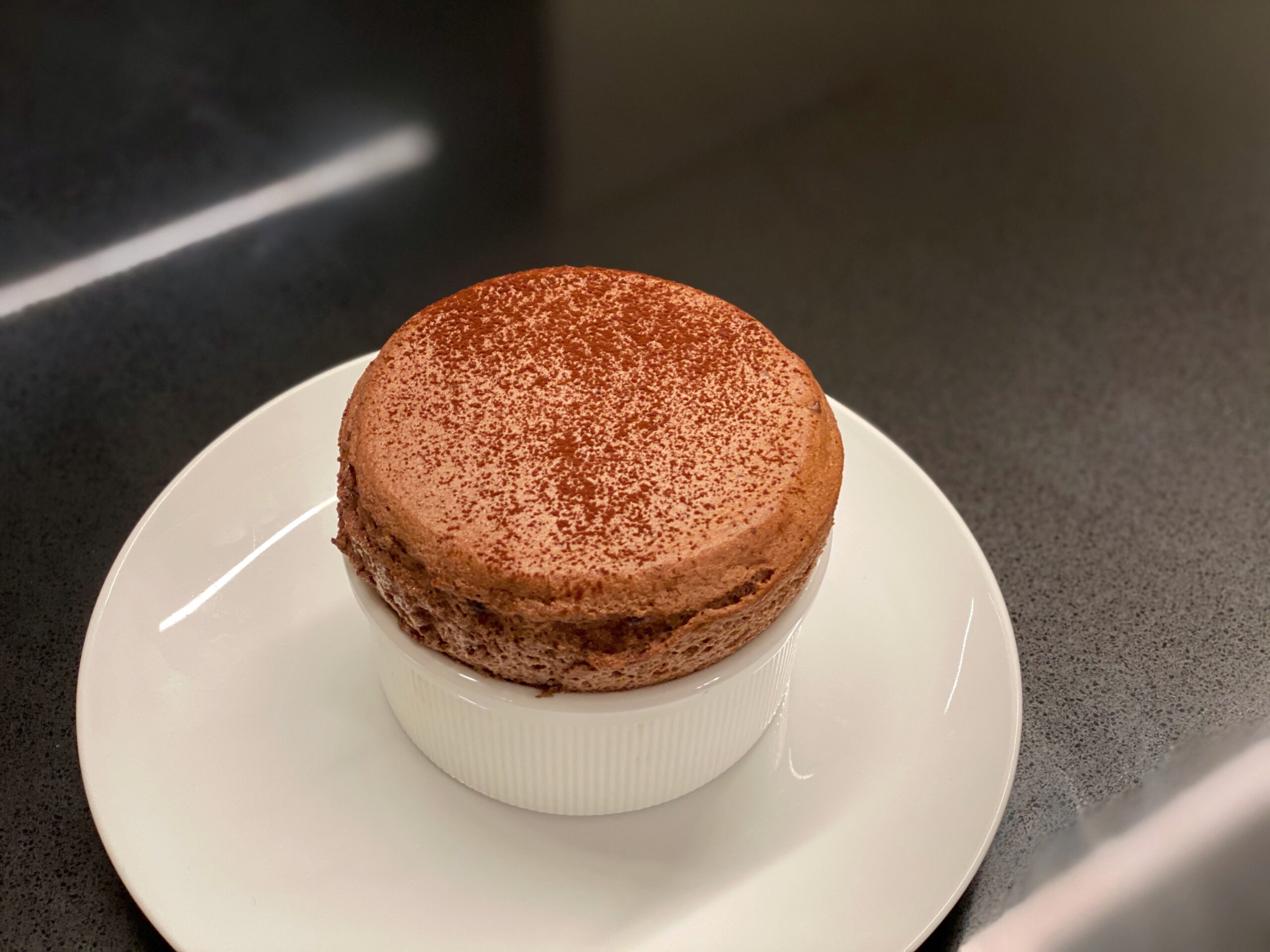 fresh baked chocolate souffle